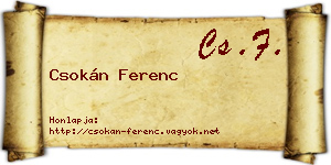 Csokán Ferenc névjegykártya